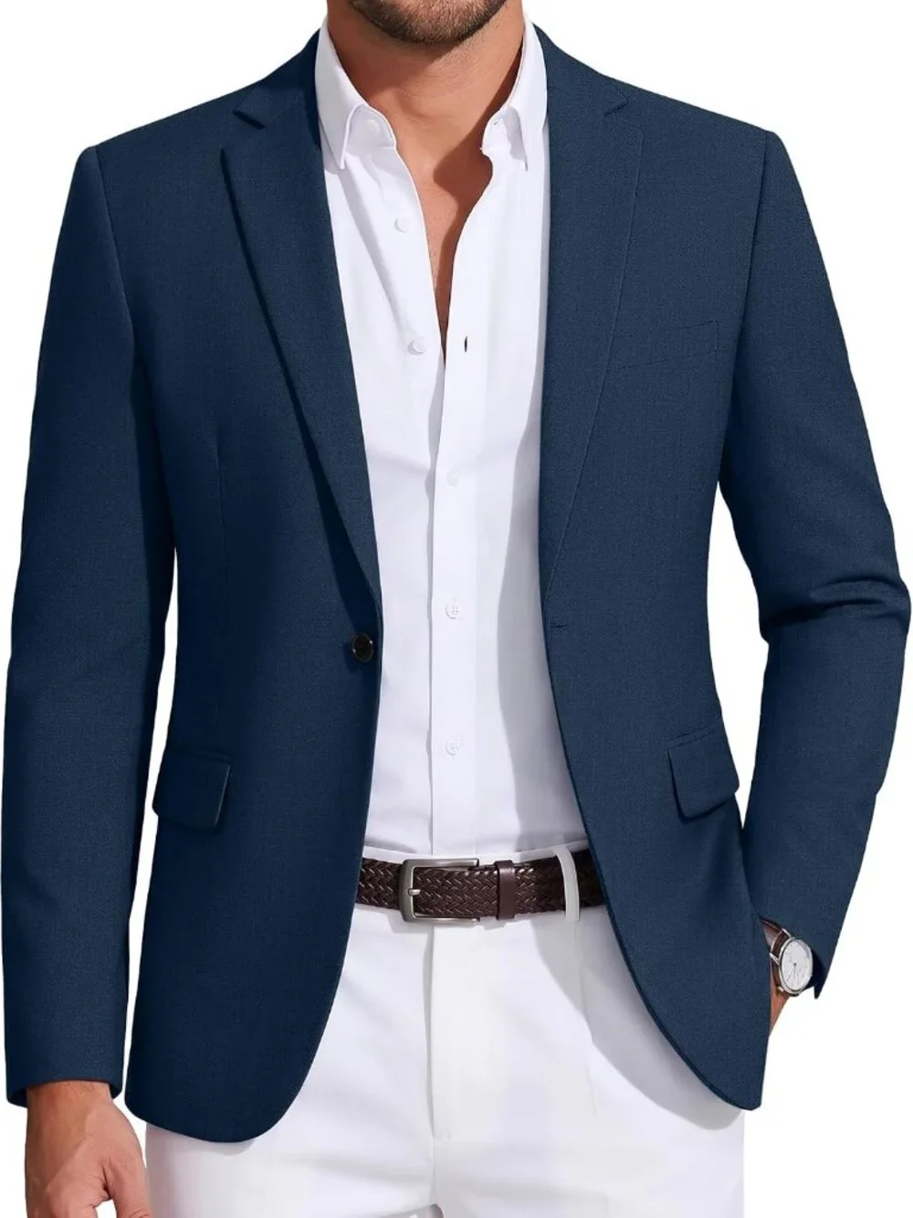 Mens Sport Coat Casual Blazer One Button Business Suit Jacket | Regular Fit Spor - Picture 1 of 5